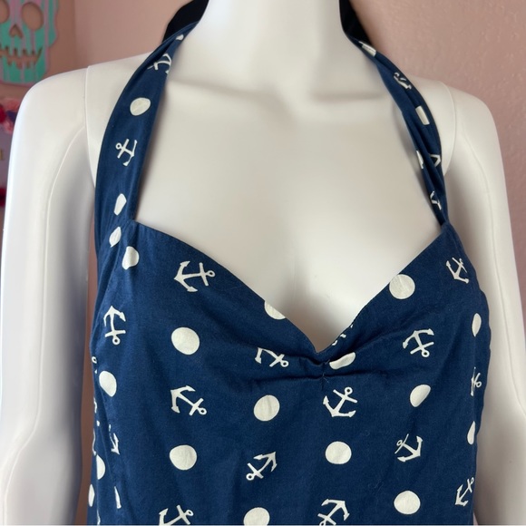 Hell Bunny Vixen Marina Sailor Halter Pin Up Dress - Picture 8 of 14